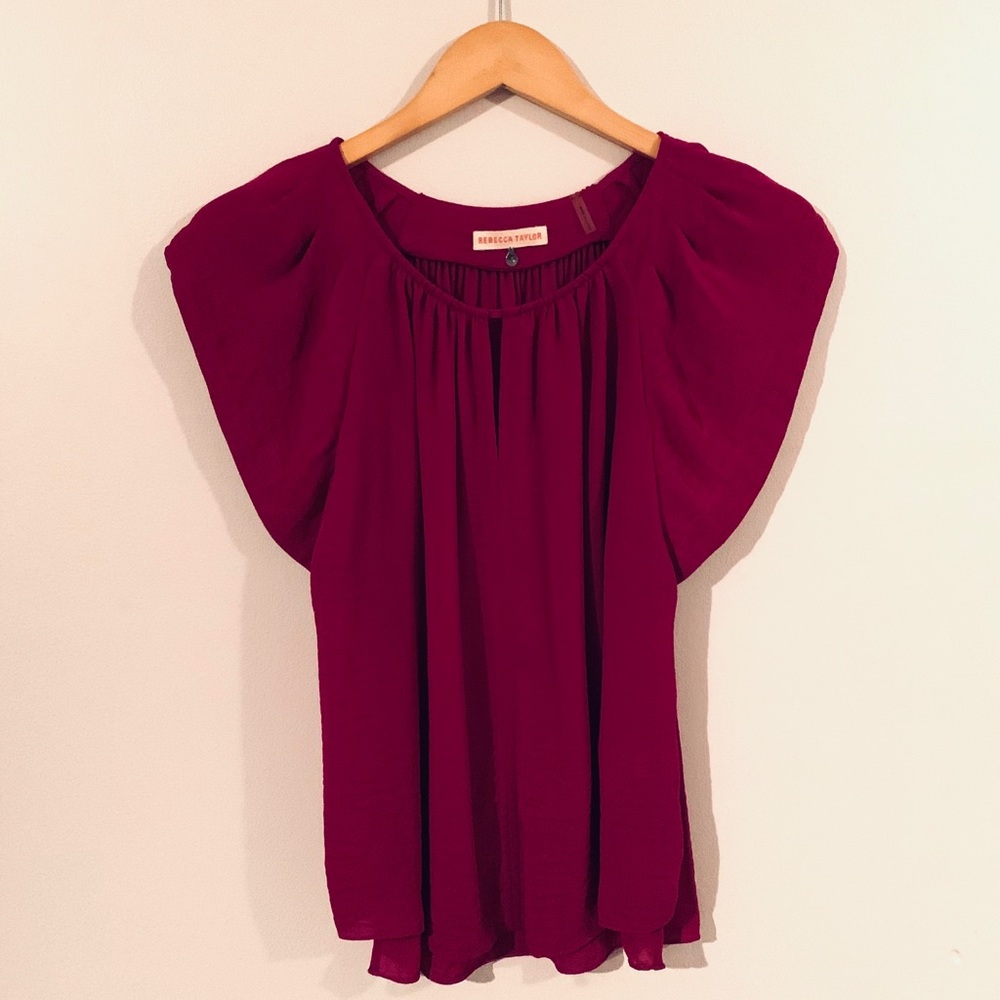 Rebecca Taylor Crepe Georgette Flutter Top